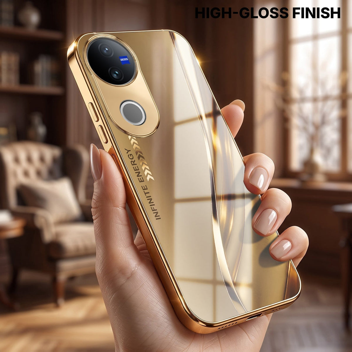 Vivo T4R 5G Luxury Infinity Energy Gold Electroplated Glass Phone Case