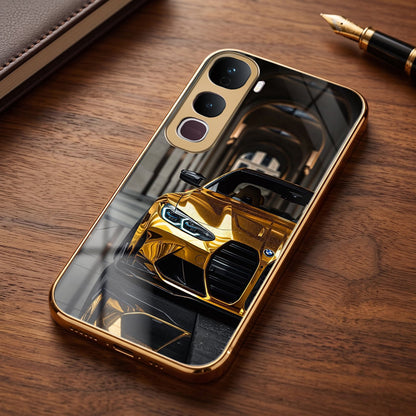 Vivo Y400 Pro 5G Golden BMW Gold Electroplated Glass Phone Back Case