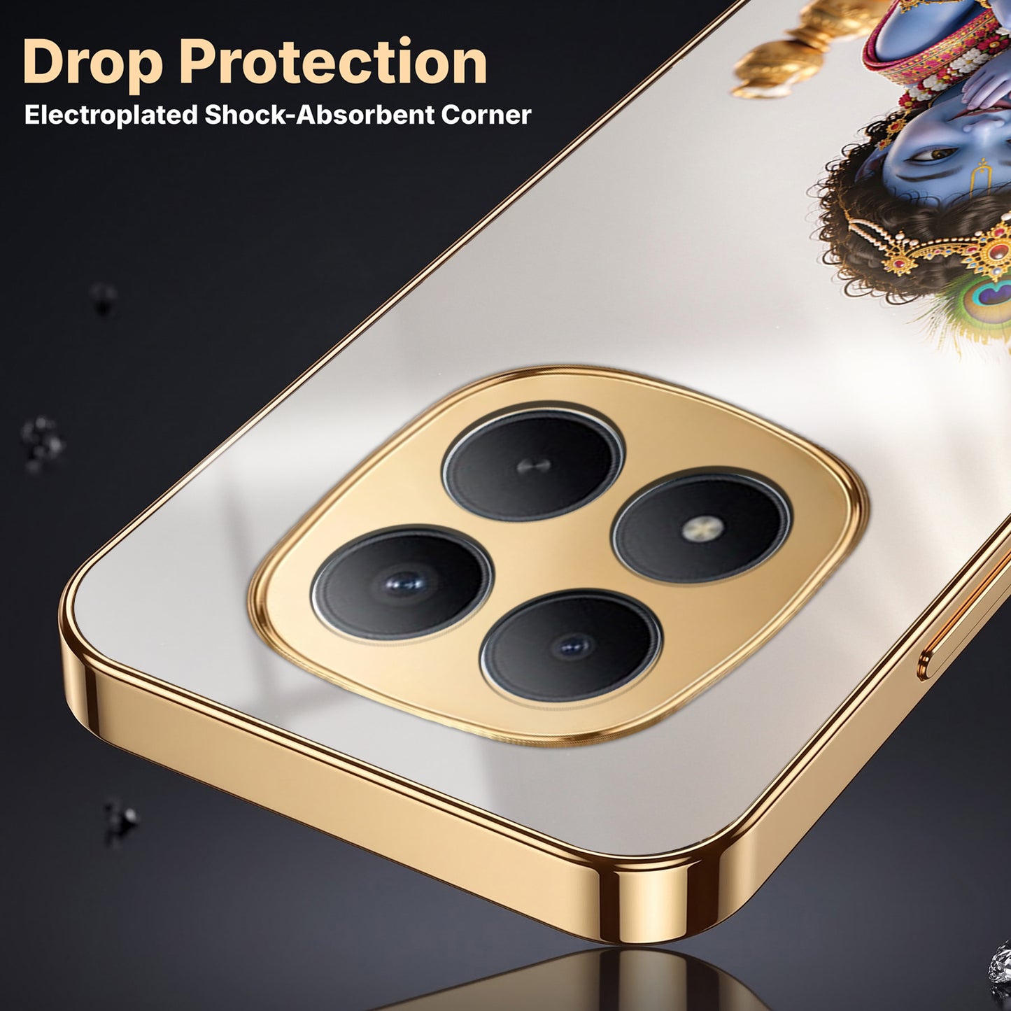 Redmi Note 15 Pro Plus 5G Bal Krishna Blessings Gold Electroplated Glass Phone Back Case