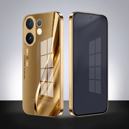 Vivo V60 5G Luxury Infinity Energy Gold Electroplated Glass Phone Case