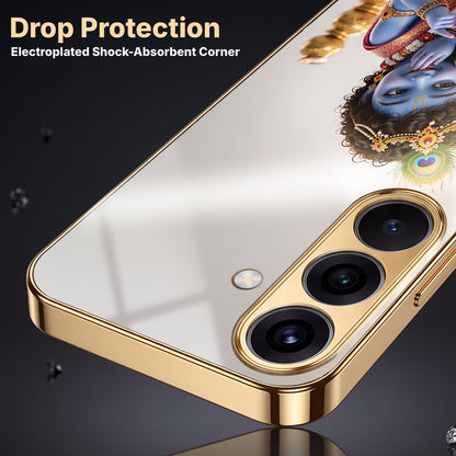 Samsung Galaxy A36 5G Bal Krishna Blessings Gold Electroplated Glass Phone Back Case