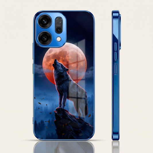 Oppo Reno 14 5G Lunar Wolf Blue Electroplated Glass Phone Back Case