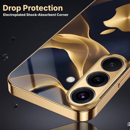 Samsung Galaxy A56 5G Luxury Wave Gold Electroplated Glass Phone Back Case