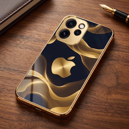 Oppo Reno 15 Pro Mini 5G Luxury Wave Gold Electroplated Glass Phone Back Case