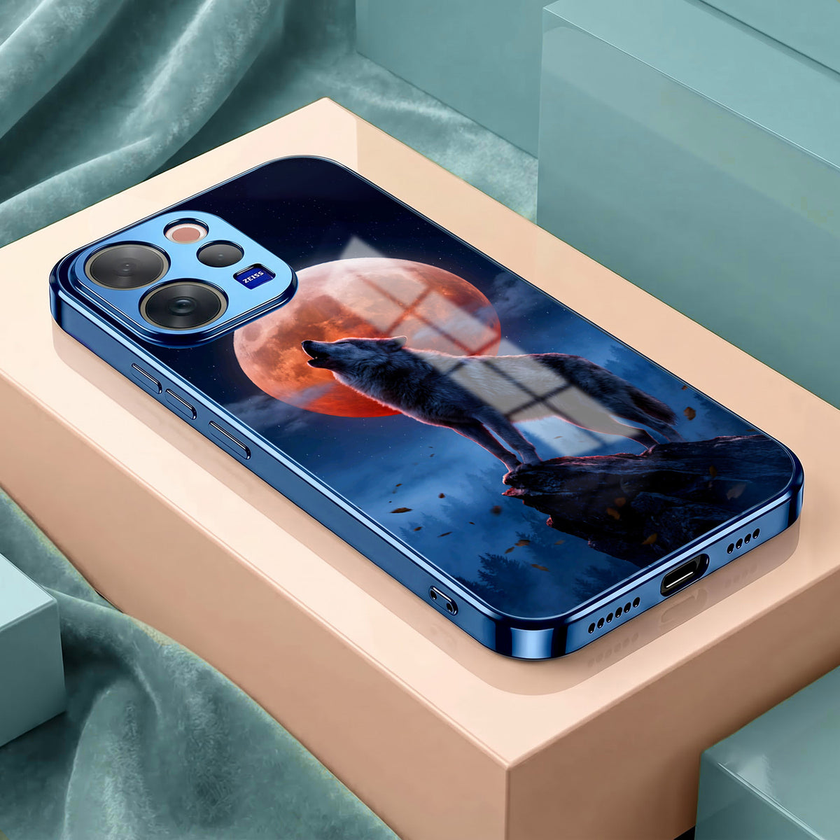 Vivo V70 5G Lunar Wolf Blue Electroplated Glass Phone Back Case