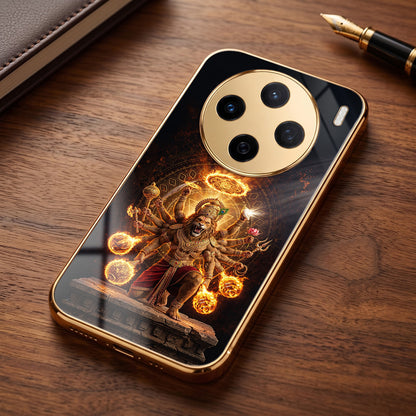 Vivo X200T 5G Lord Narasimha Gold Electroplated Glass Phone Back Case