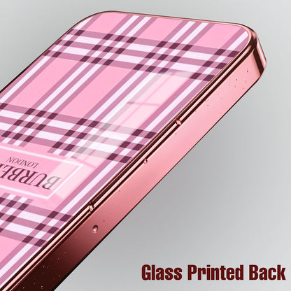 Oppo Reno 14 5G Burberry Classic Pink Electroplated Glass Phone Back Case