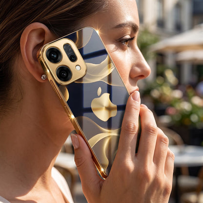 Oppo Reno 14 5G Luxury Wave Gold Electroplated Glass Phone Back Case