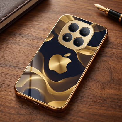 Redmi Note 15 Pro+ 5G Luxury Wave Gold Electroplated Glass Phone Back Case