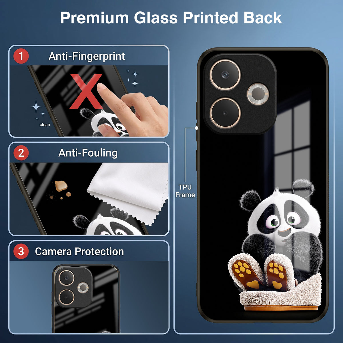 Oppo A5 Pro 5G Cute Panda Acrylic Glass Back Case