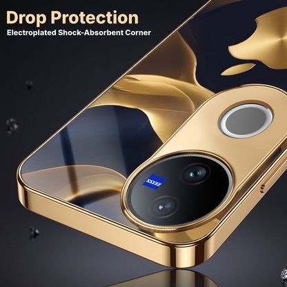 Vivo V50 5G Luxury Wave Gold Electroplated Glass Phone Back Case