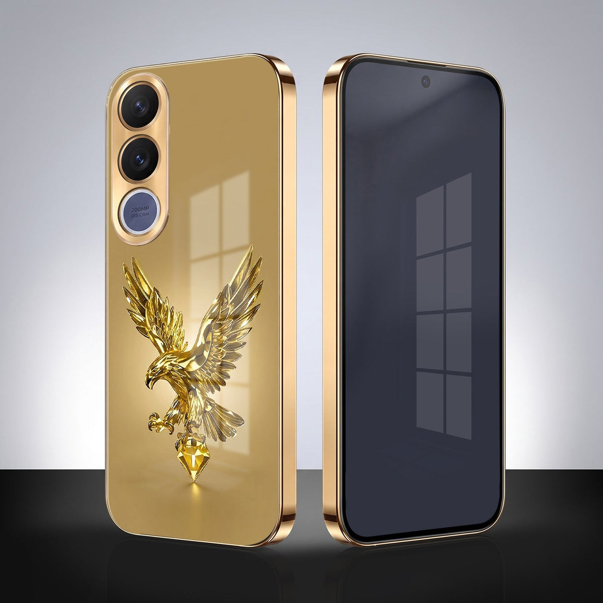 Vivo V70 FE 5G Golden Eagle Gold Electroplated Glass Phone Back Case