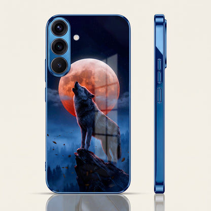 Samsung Galaxy A56 5G Lunar Wolf Blue Electroplated Glass Phone Back Case