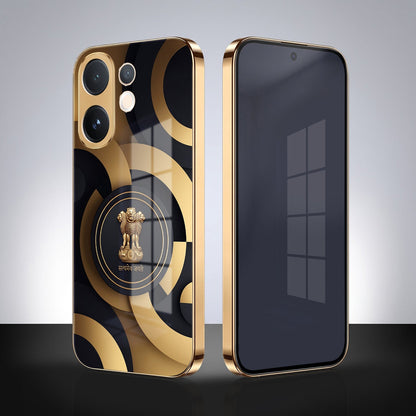 Vivo V60 5G Royal Emblem Gold Electroplated Glass Phone Back Case