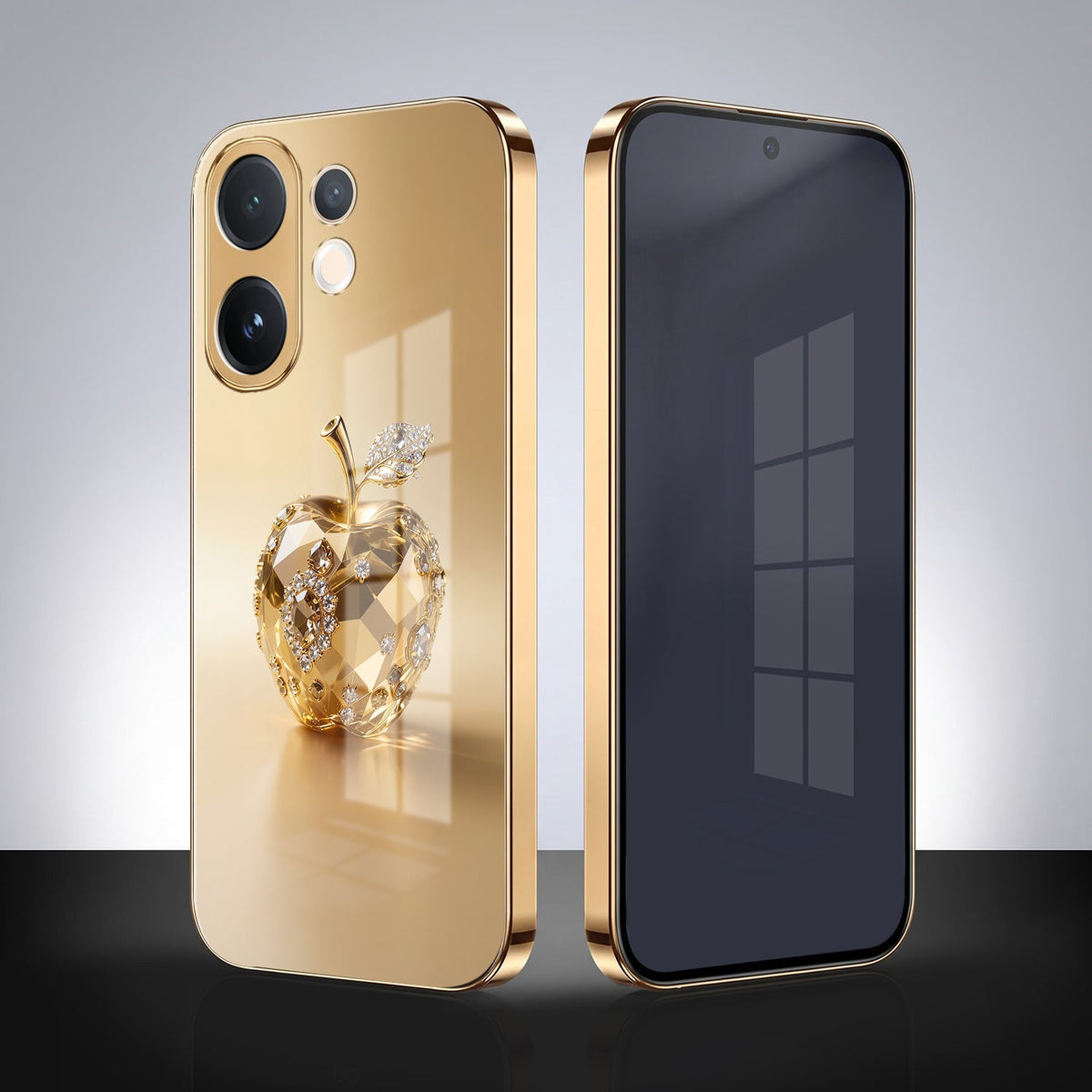 Vivo V60 5G Golden Apple Gold Electroplated Glass Phone Back Case