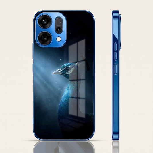 Oppo Reno 14 5G Royal Peacock Blue Electroplated Glass Phone Back Case