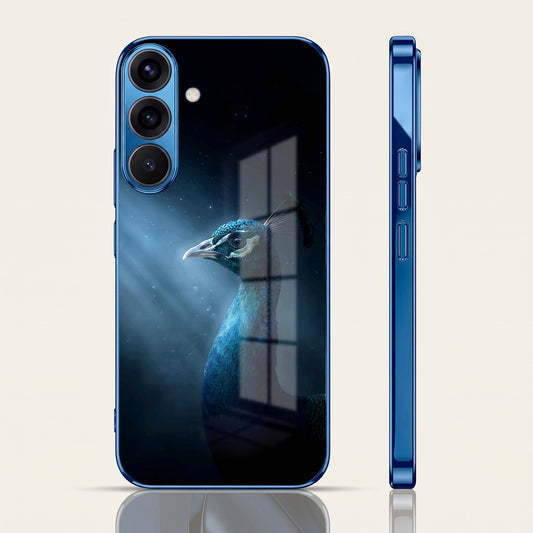 Samsung Galaxy A36 5G Royal Peacock Blue Electroplated Glass Phone Back Case