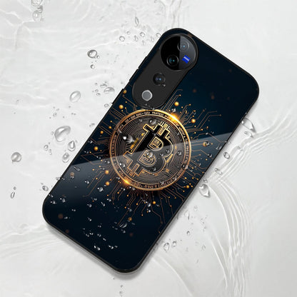 Vivo V40 Pro 5G Premium Acrylic Shockproof Glass Back Case (Bitcoin Armor)