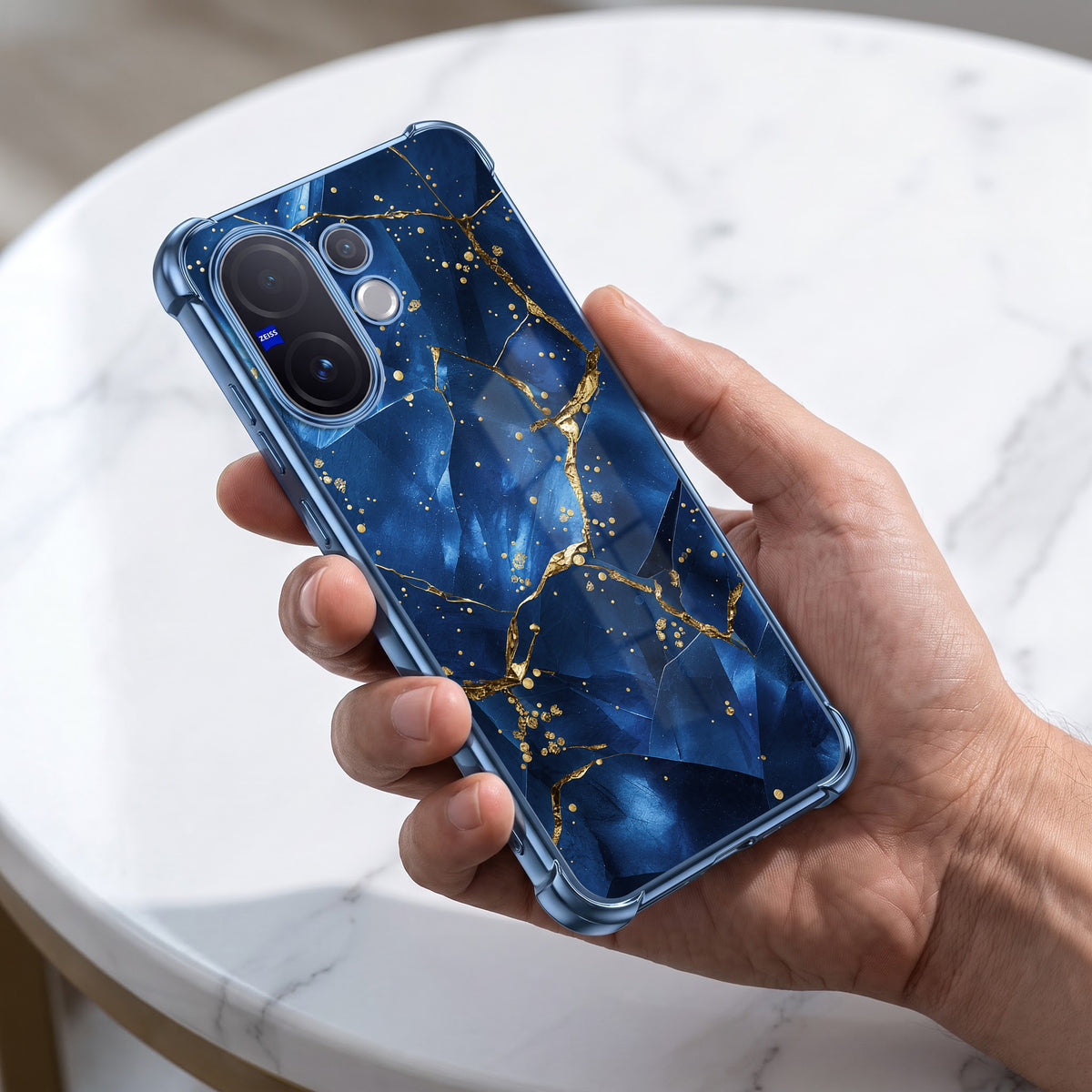Vivo V60 5G Blue Crimson Marble Airbags Printed Back Case