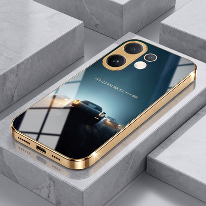 Vivo V60 5G Porsche Luxury Gold Electroplated Glass Phone Back Case