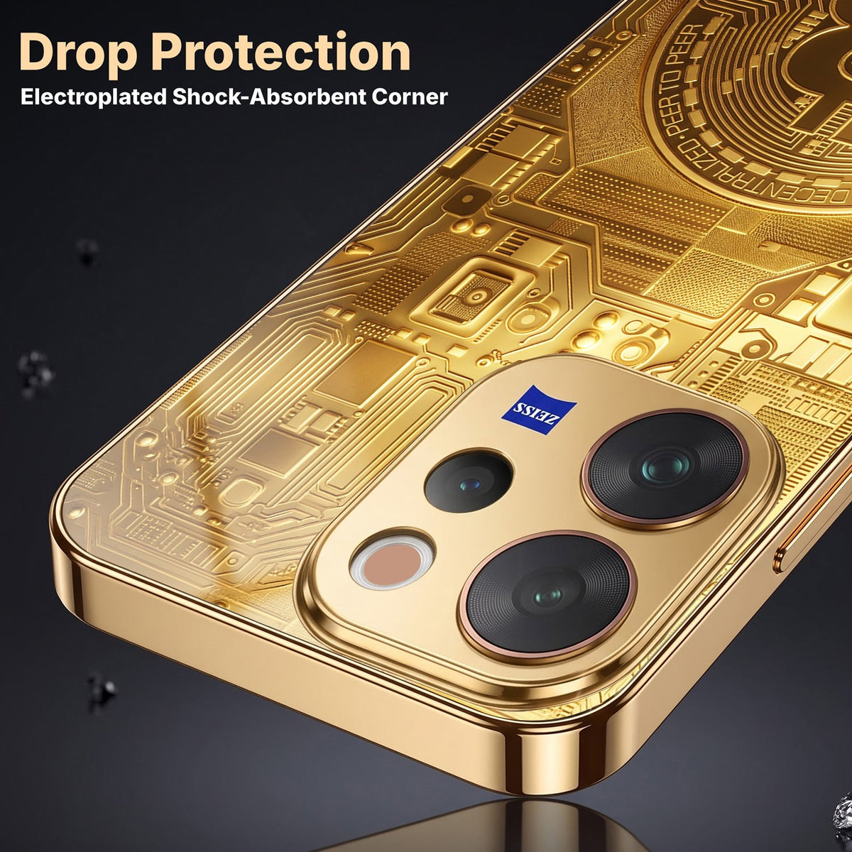 Vivo V70 5G Bitcoin Gold Electroplated Glass Phone Back Case