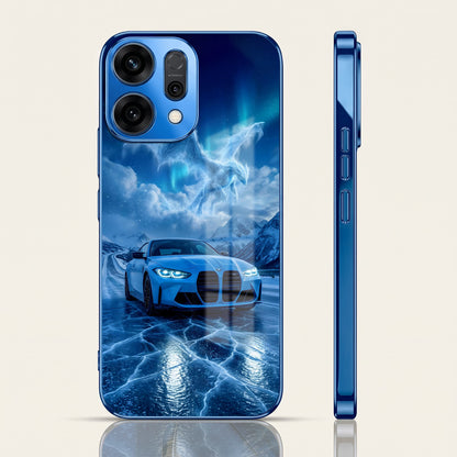 Oppo Reno 14 5G Ice Dragon GT Blue Electroplated Glass Phone Back Case