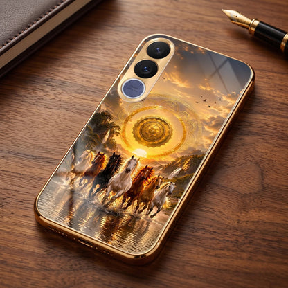 Vivo V70 FE 5G Celestial Seven Horses Gold Electroplated Glass Phone Back Case