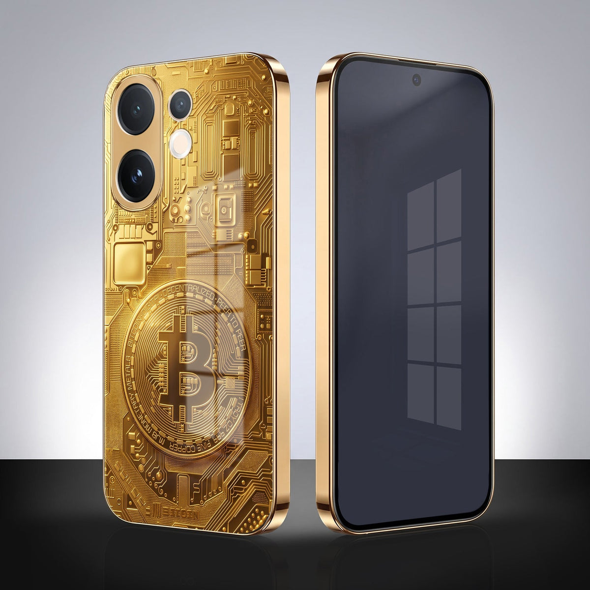 Vivo V60 5G Bitcoin Gold Electroplated Glass Phone Back Case