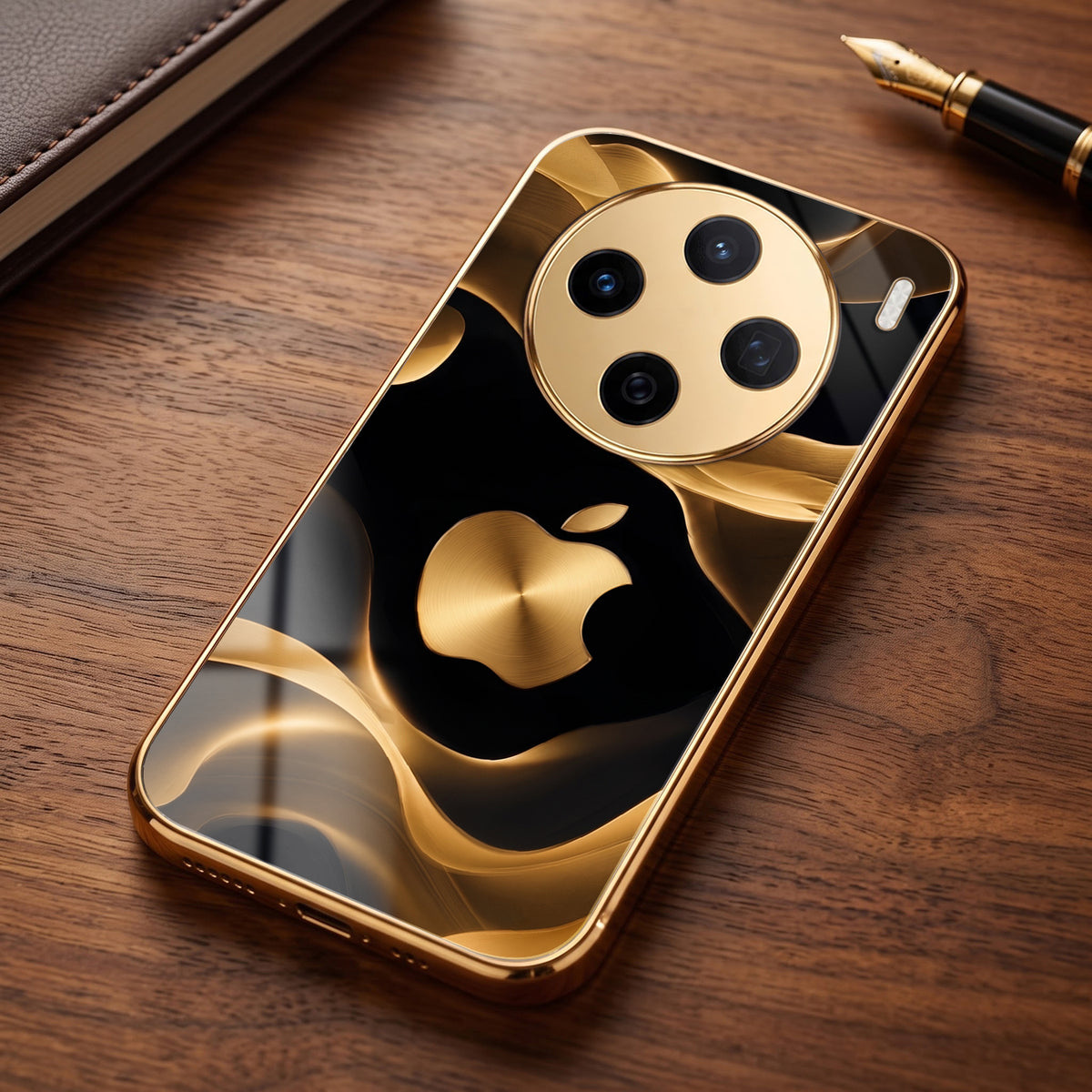 Vivo X200 5G Luxury Wave Gold Electroplated Glass Phone Back Case