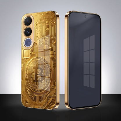 Vivo V70 FE 5G Bitcoin Gold Electroplated Glass Phone Back Case