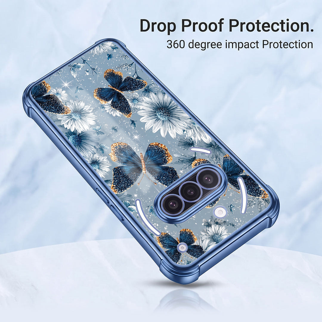 Nothing Phone 3a 5G Blue Butterfly Floral Airbags Printed Back Case