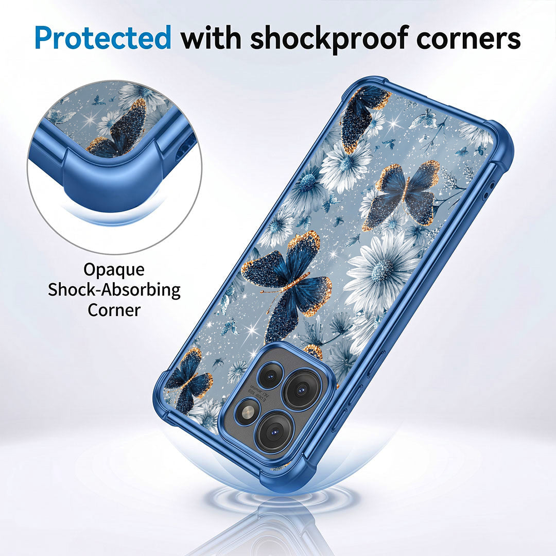 Motorola Edge 50 Neo 5G Blue Butterfly Floral Airbags Printed Back Case