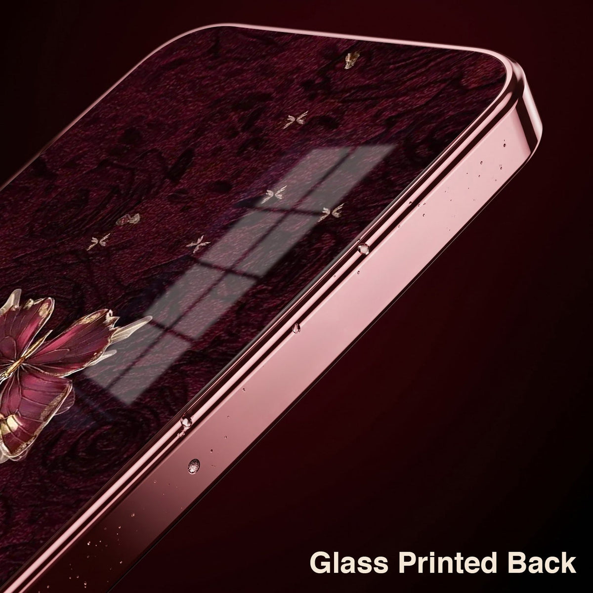 Vivo V70 5G Butterfly Burgundy Electroplated Glass Back Case