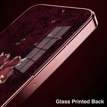 Vivo V70 5G Butterfly Burgundy Electroplated Glass Back Case