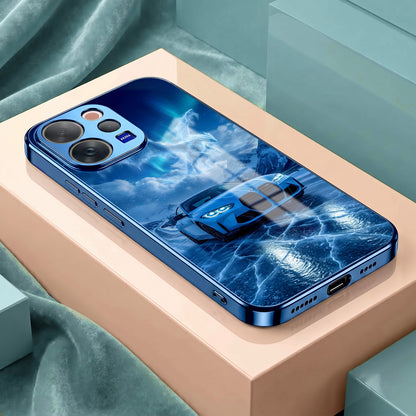 Vivo V70 5G Ice Dragon GT Blue Electroplated Glass Phone Back Case