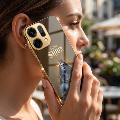 Oppo Reno 14 5G Lord Shiva Gold Electroplated Glass Phone Back Case