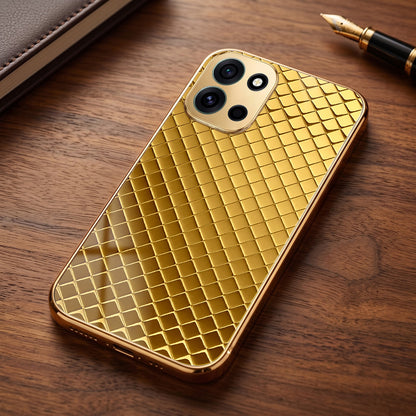 OnePlus Nord 6 5G Golden Criss Cross Gold Electroplated Glass Phone Back Case