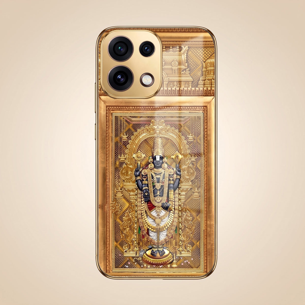 Oppo Reno 16C 5G Premium Heritage Gold Electroplated Glass Phone Back Case
