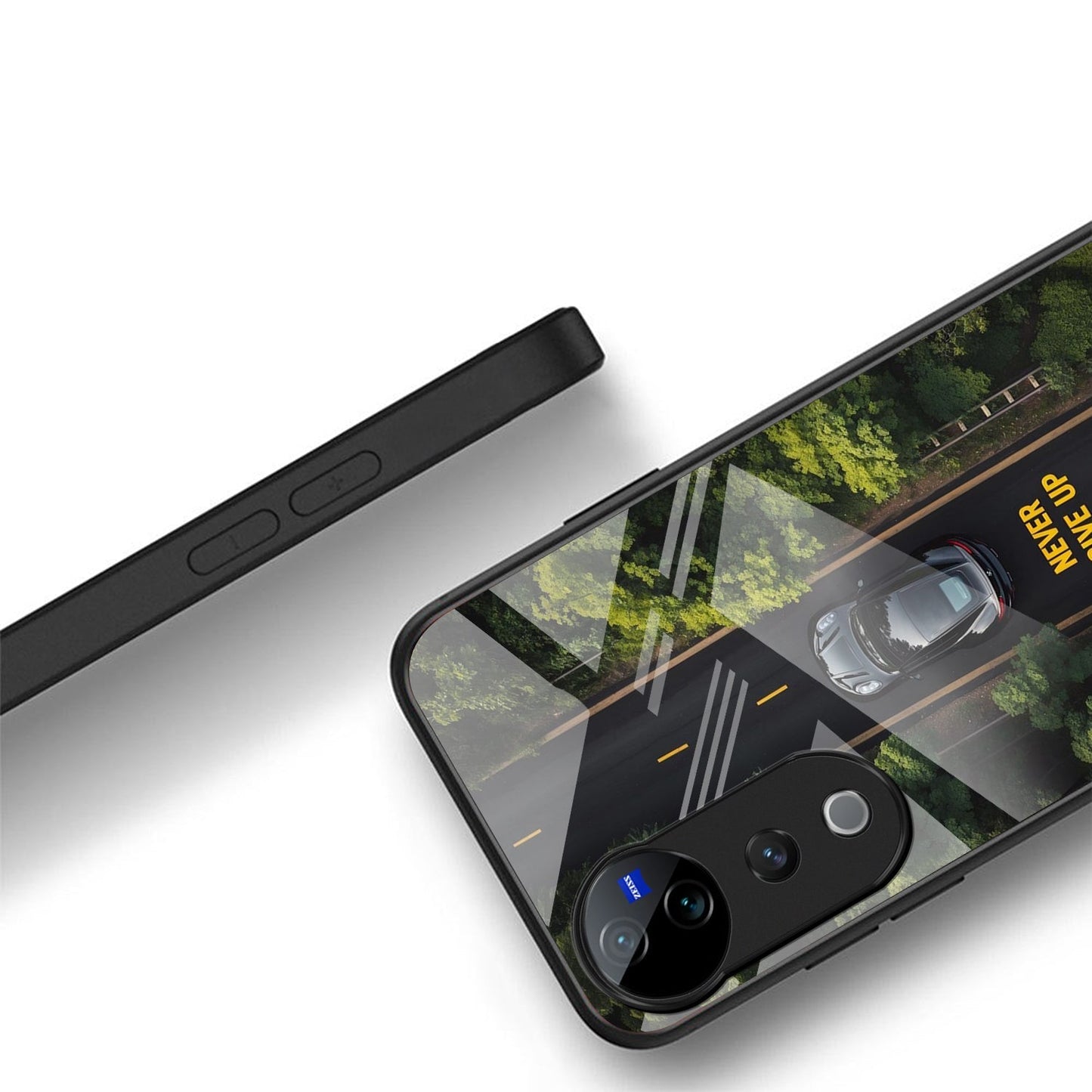 Vivo V40 Pro 5G Premium Acrylic Shockproof Glass Back Case (Road Never Give up)
