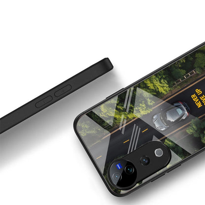 Vivo V40 Pro 5G Premium Acrylic Shockproof Glass Back Case (Road Never Give up)