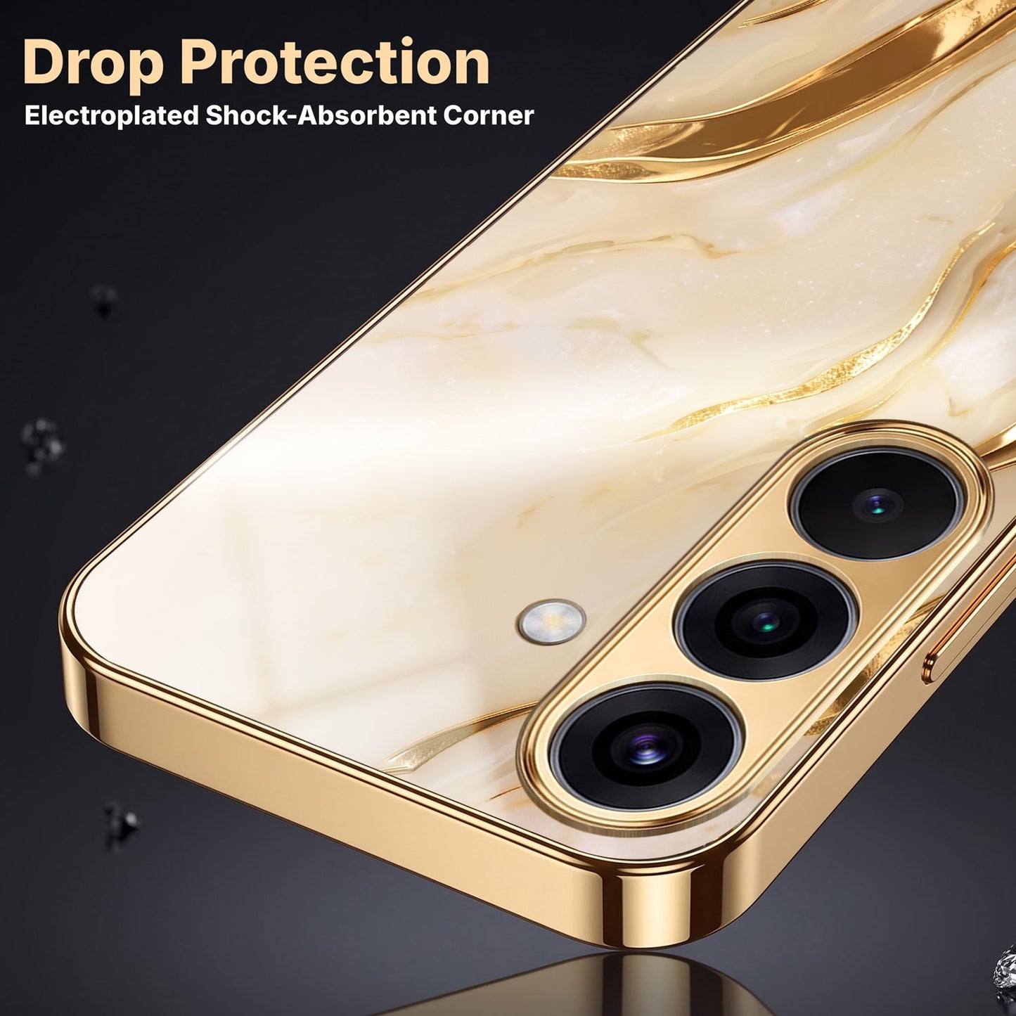 Samsung Galaxy A36 5G Marvel Texture Gold Electroplated Glass Phone Back Case