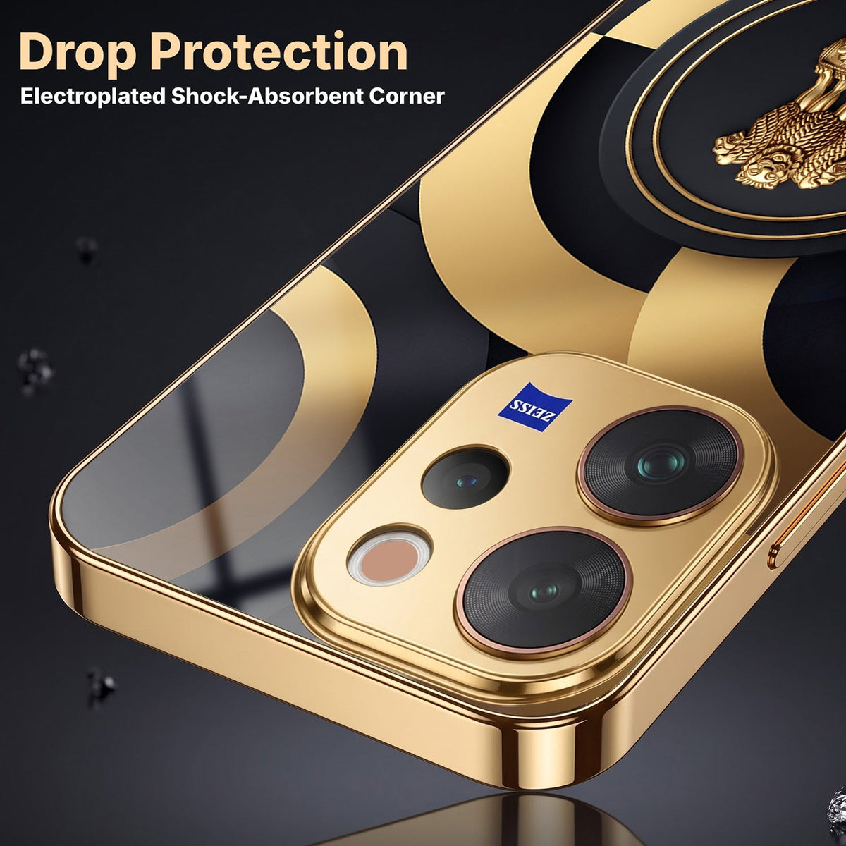 Vivo V70 5G Royal Emblem Gold Electroplated Glass Phone Back Case