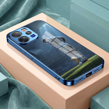 Vivo V70 5G Football Champion Blue Electroplated Glass Phone Back Case
