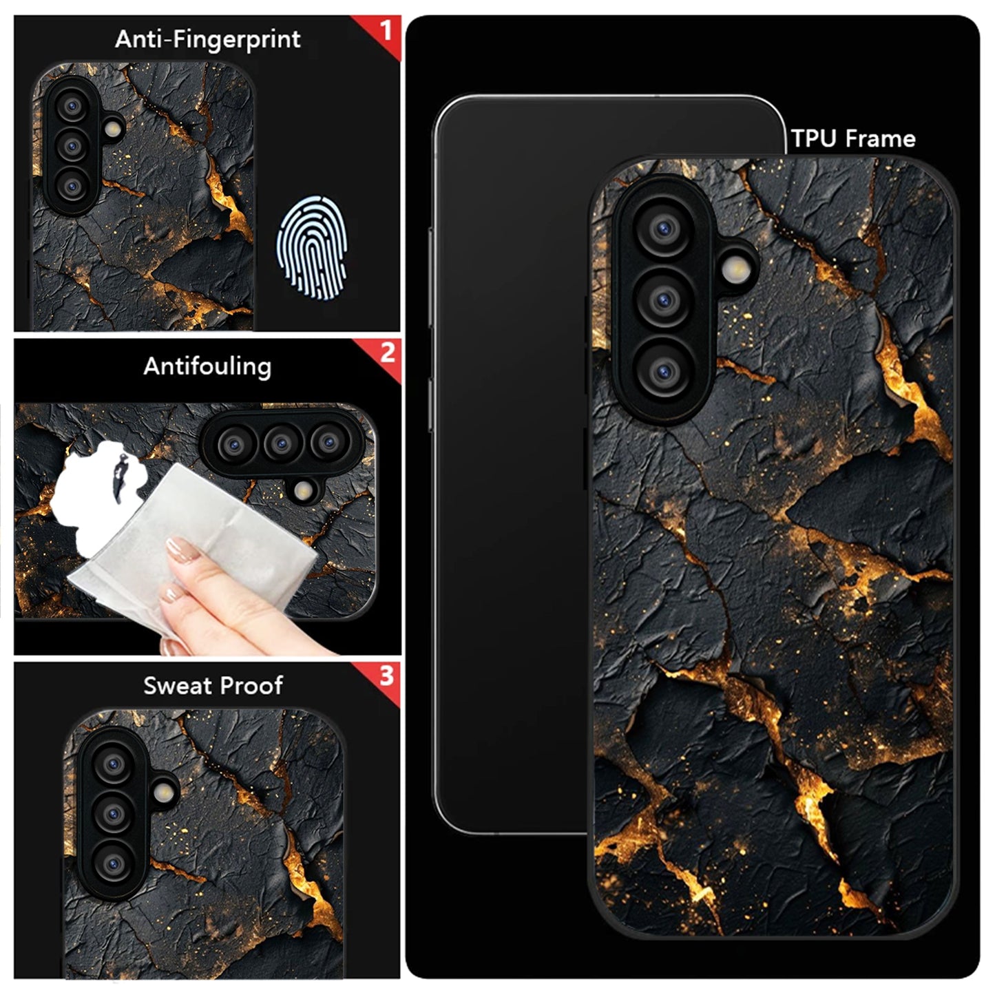Samsung Galaxy A56 5G Premium Acrylic Shockproof Glass Back Case (Volcanic Gold)