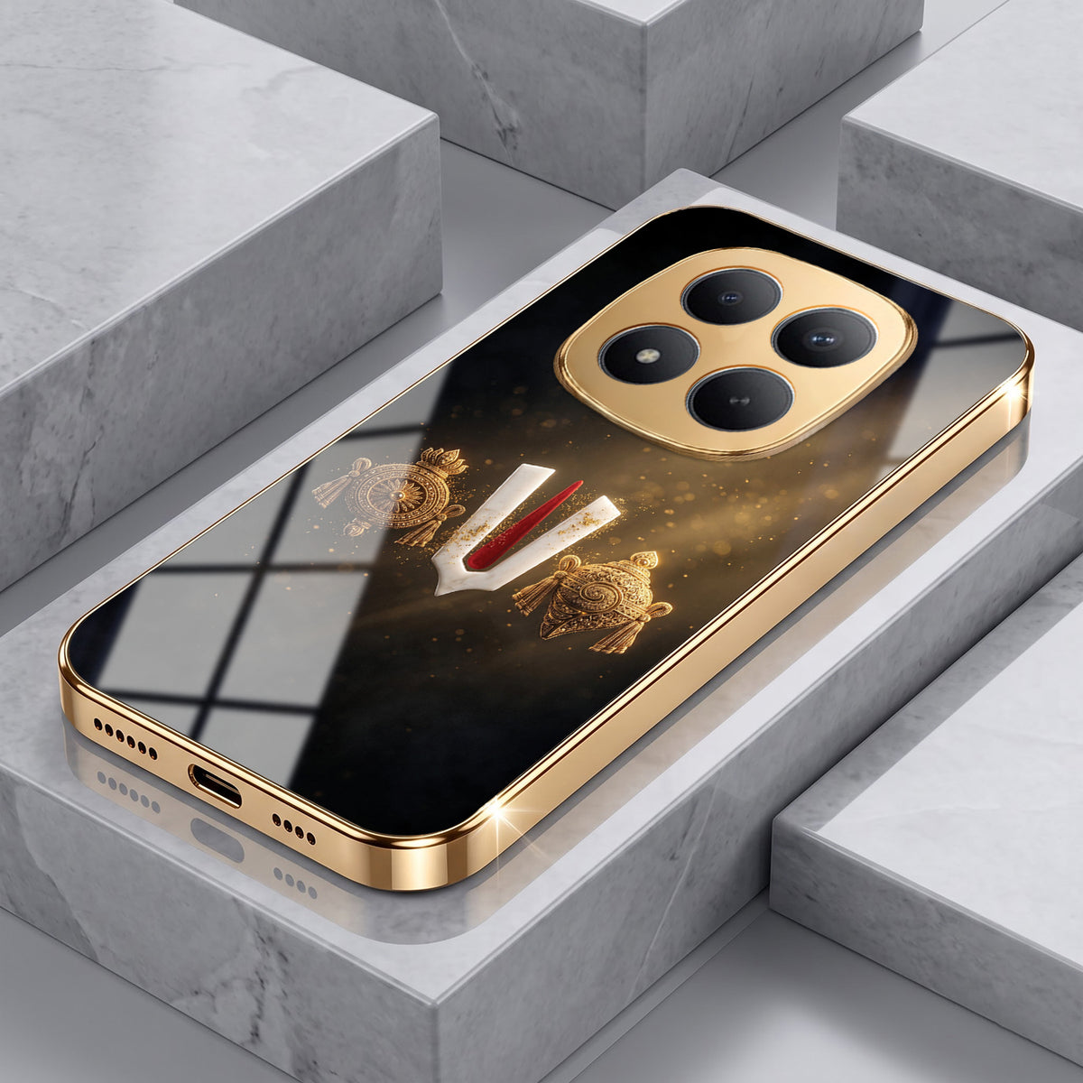 Redmi Note 15 Pro Plus 5G Royal Heritage Edition Gold Electroplated Glass Phone Back Case