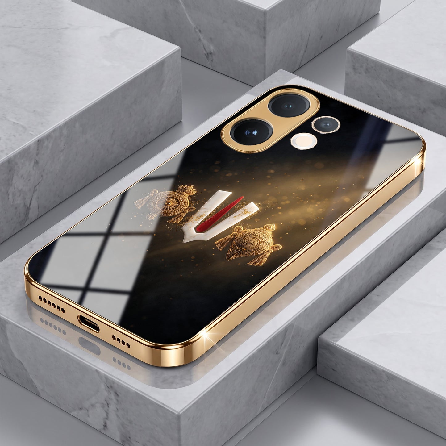 Vivo V60 5G Royal Heritage Edition Gold Electroplated Glass Phone Back Case