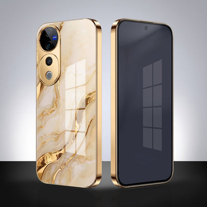 Vivo V40 Pro 5G Marvel Texture Gold Electroplated Glass Phone Back Case