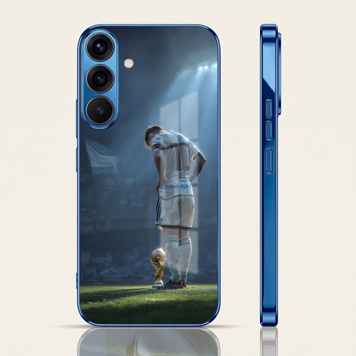 Samsung Galaxy A56 5G Football Champion Blue Electroplated Glass Phone Back Case