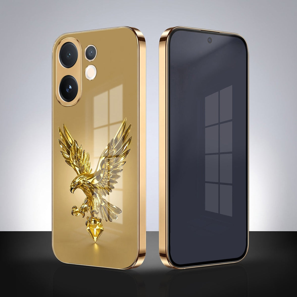 Vivo V60 5G Golden Eagle Gold Electroplated Glass Phone Back Case