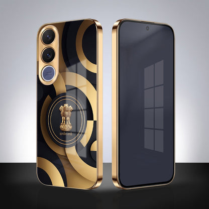 Vivo V70 FE 5G Royal Emblem Gold Electroplated Glass Phone Back Case